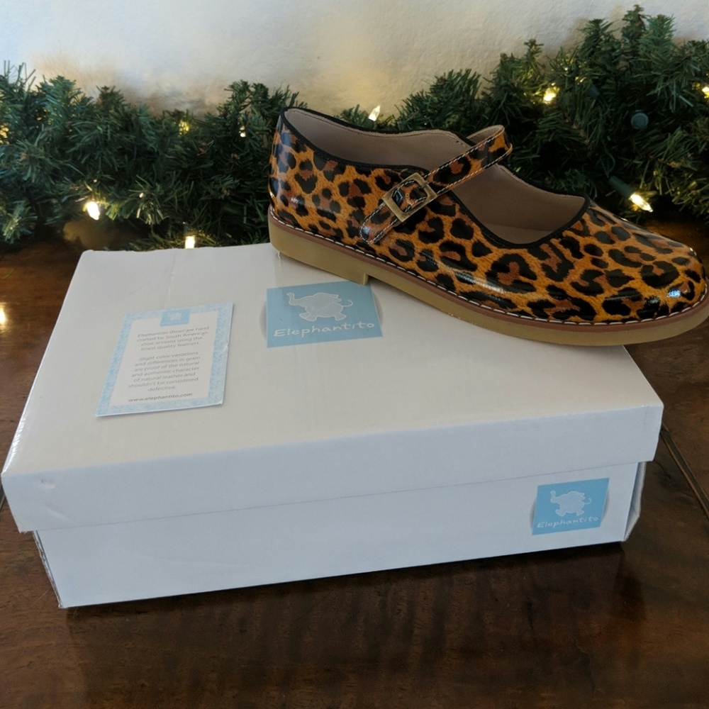 Elephantito Patent Leopard Mary Jane Shoes